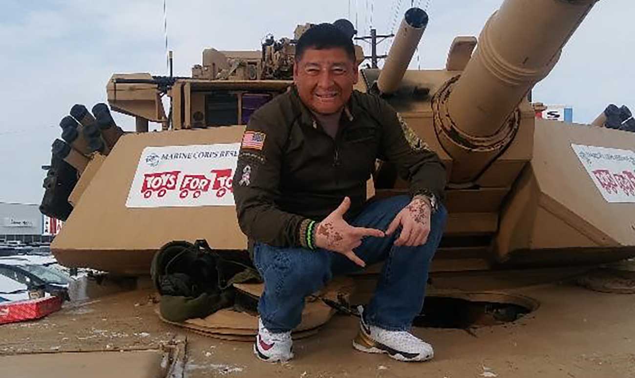 Otto Cruz on a tank