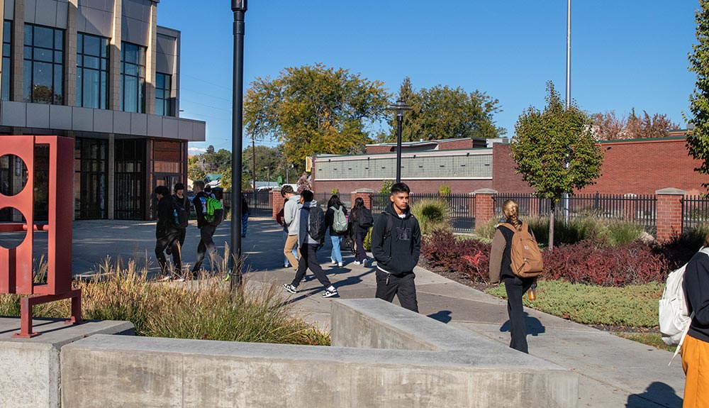 Students walking to class