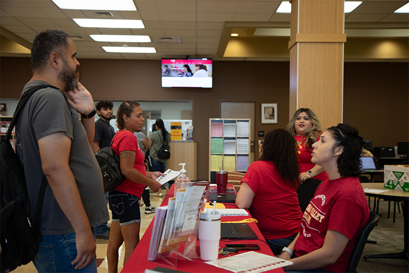 Prospective students talk to YVC staff members