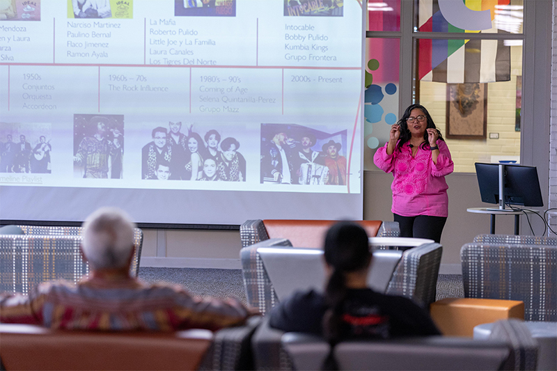 Presenter talks about Tejano music during Hispanic Heritage Month