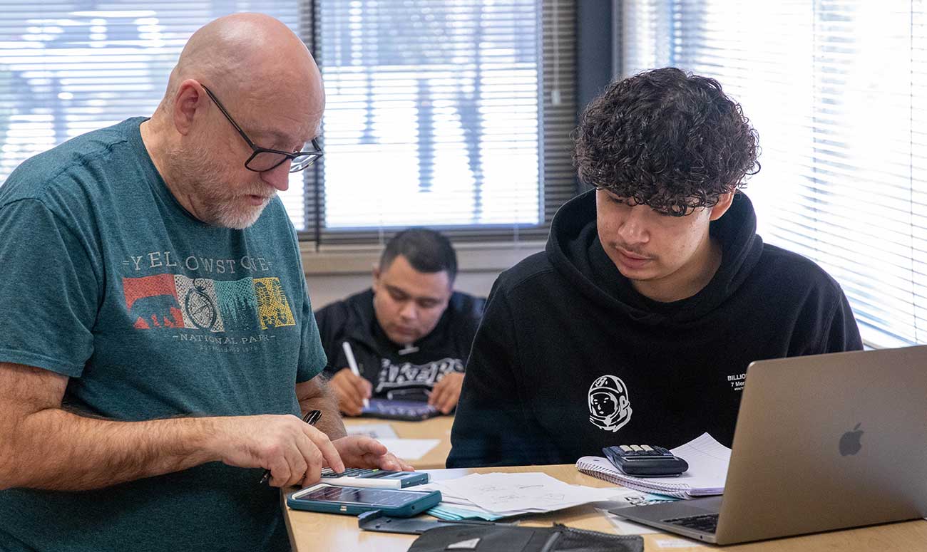 Math tutor works with Student at the YVC Math Center. 