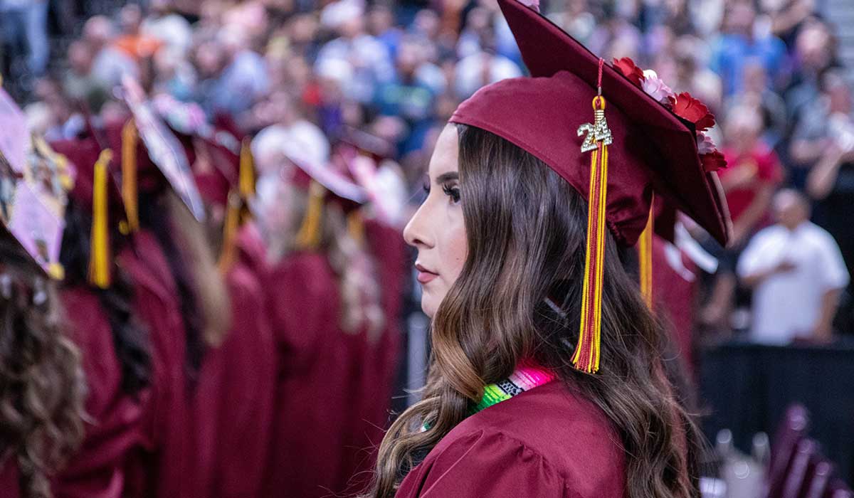 A student profile during YVC's commencement ceremony