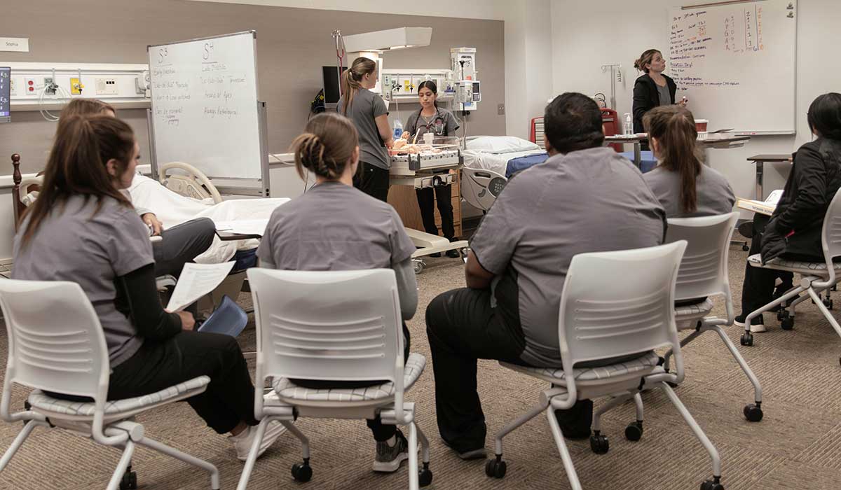 Nursing students in lab