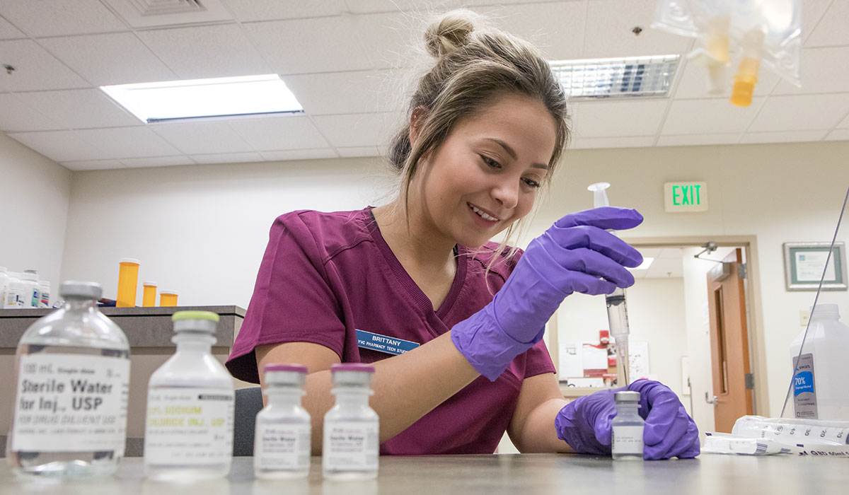 A student in the pharmacy technician program