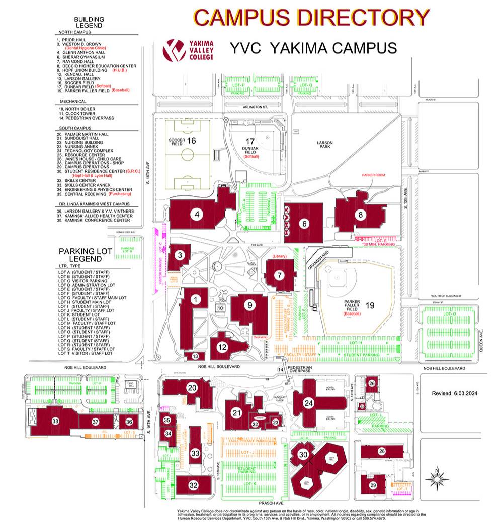 Map of Yakima Campus. 