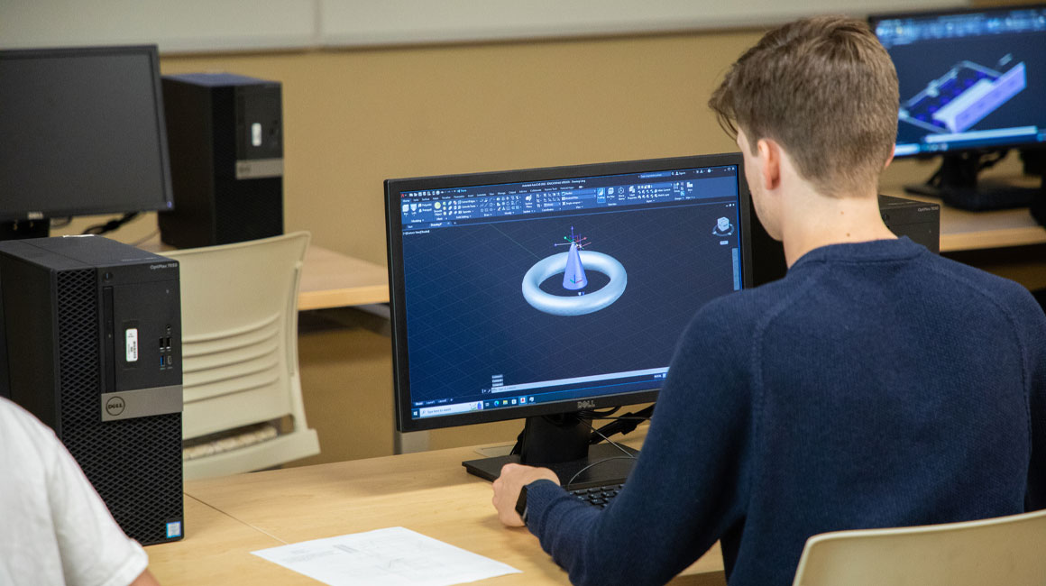 YVC Student works on assigntment in YVC computer lab. 